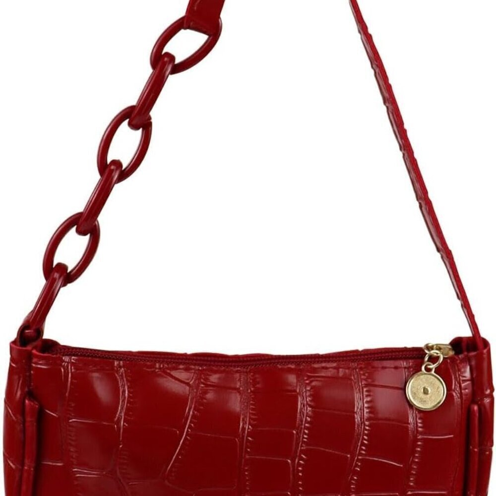 Clutch Tote Handbag PU Leather Small Shoulder Bag for Women Girls Red